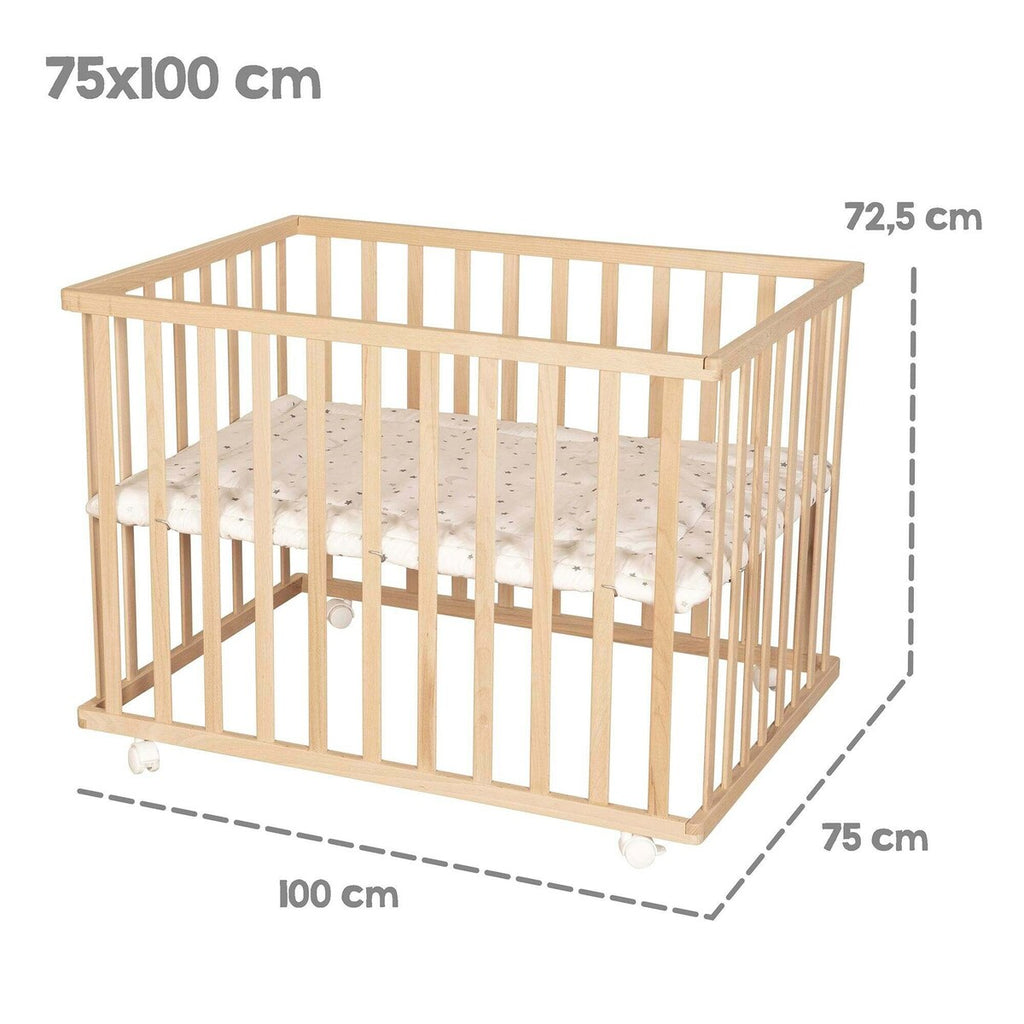 Lekegrind 100x75 cm Sternenzauber grå med polstret innlegg bakside