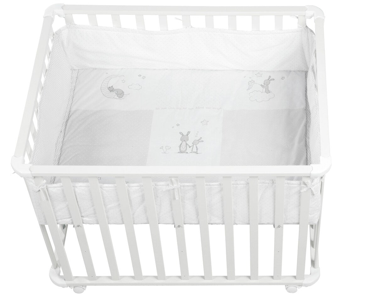 Lekegrind 100x75 cm Fox & Bunny med polstret innlegg forfra