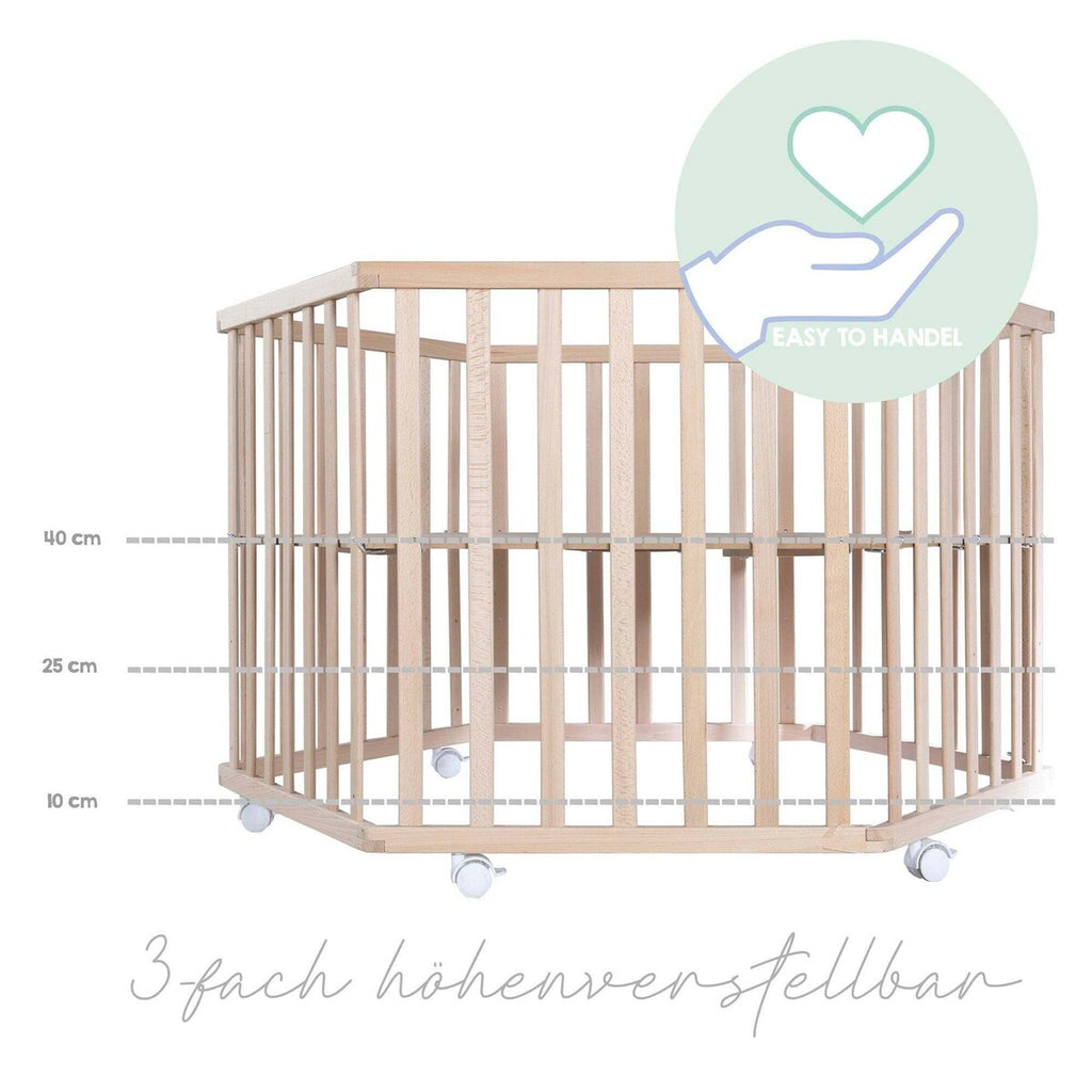Lekegrind 6-kantet Little Stars bøk bakside