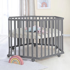 Montert Lekegrind 6-kantet Luxe Greyish quiltet med innlegg i rom