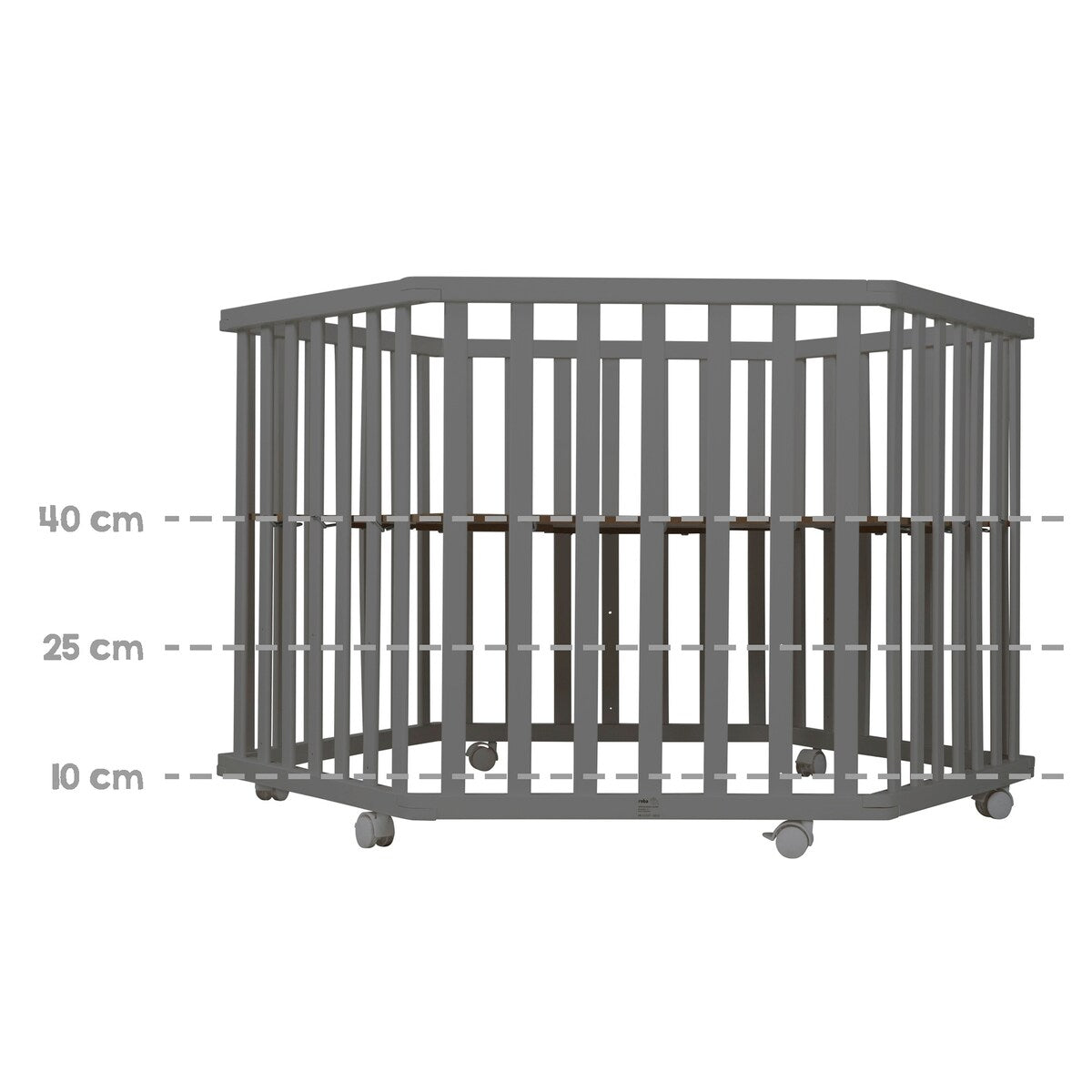 Lekegrind 6-kantet Luxe Greyish quiltet med innlegg med polstret bunn