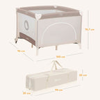 Lekegrind Bonnie 100x96 cm med madrass maks 15 kg - Lionelo