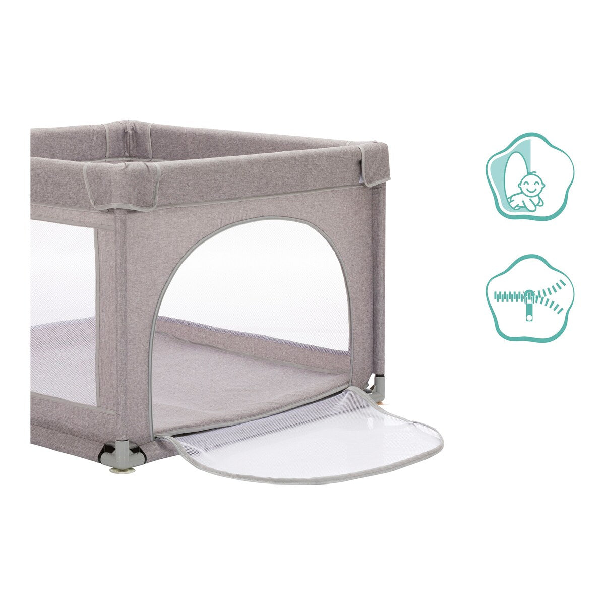 Montert Lekegrind Mia 95x95 cm med polstret bunn Fillikid