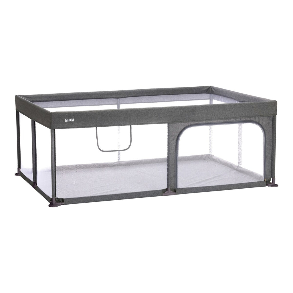 Lekegrind Rio XL med glidelås 180x120x68 cm grå forfra