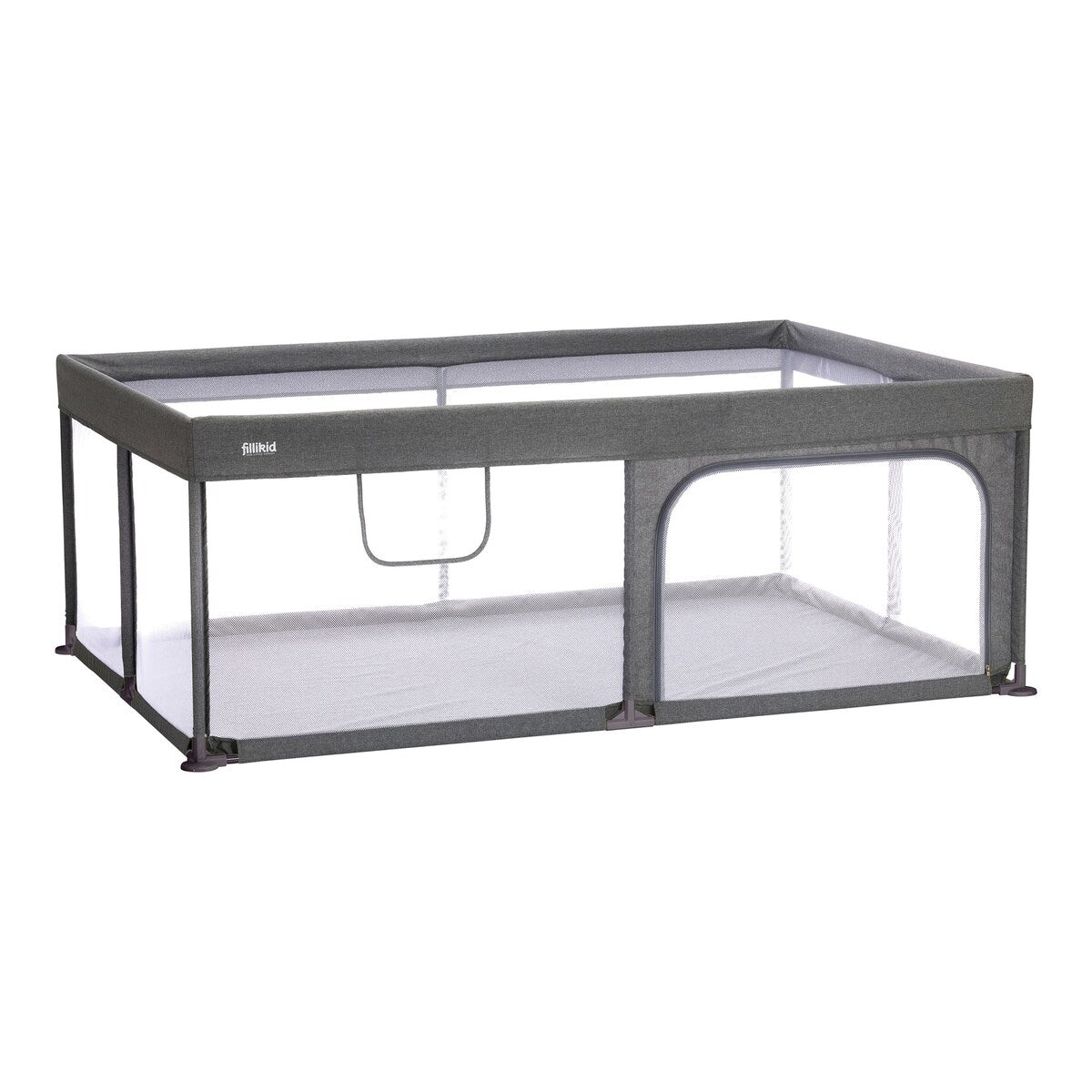 Lekegrind Rio XL med glidelås 180x120x68 cm grå forfra