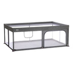 Lekegrind Rio XL med glidelås 180x120x68 cm grå montert i rom