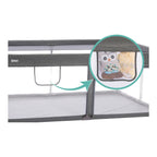 Nærbilde av nettmateriale på Lekegrind Rio XL med glidelås 180x120x68 cm grå