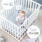 Baksiden av lekegrindmadrass rektangulær safe asleep® AIR roba