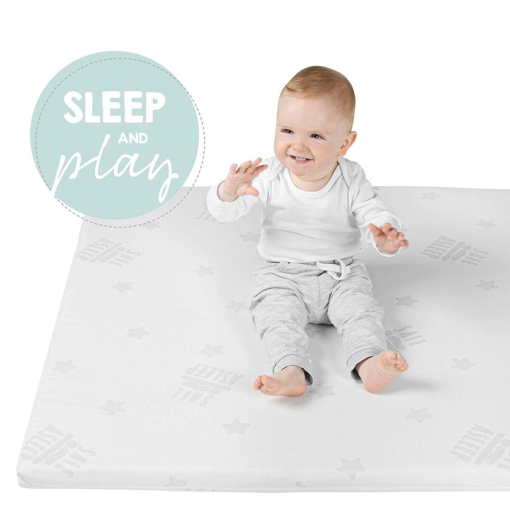 Montert lekegrindmadrass rektangulær safe asleep® AIR i lekegrind