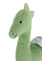 Nærbilde av stoff og tekstur på Lekeheng Dino Rexi med rangle og C-ring