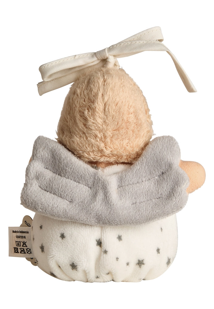 Lekeheng skytsengel med rangle og knitrepapir bakside