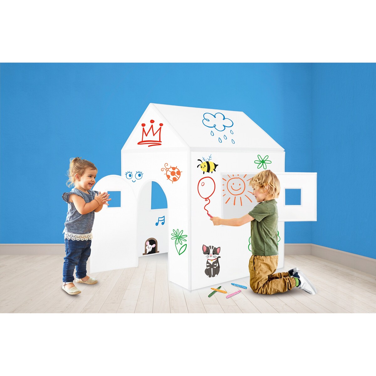 Lekehaus byggesett 3-deler 80x80x110 cm bakside