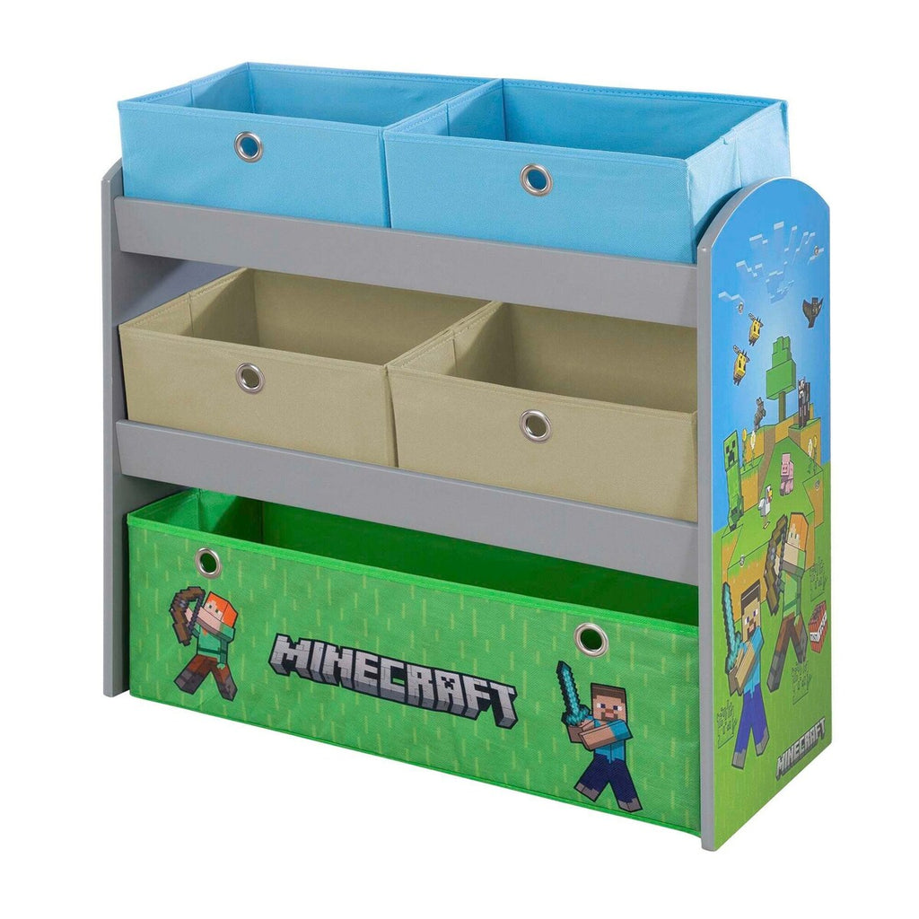 Lekehylle med stoffbokser MINECRAFT forfra