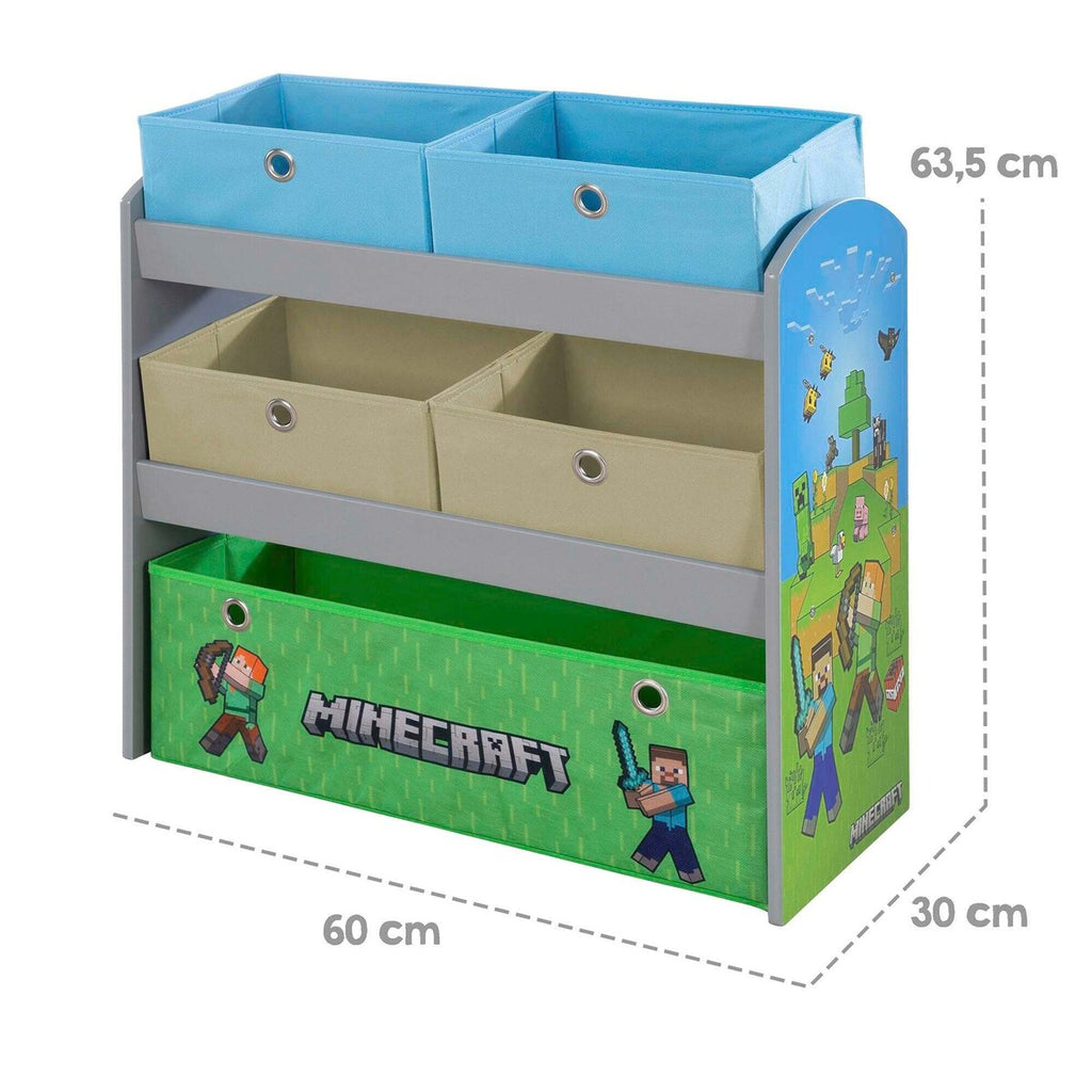 Lekehylle med stoffbokser MINECRAFT full oversikt