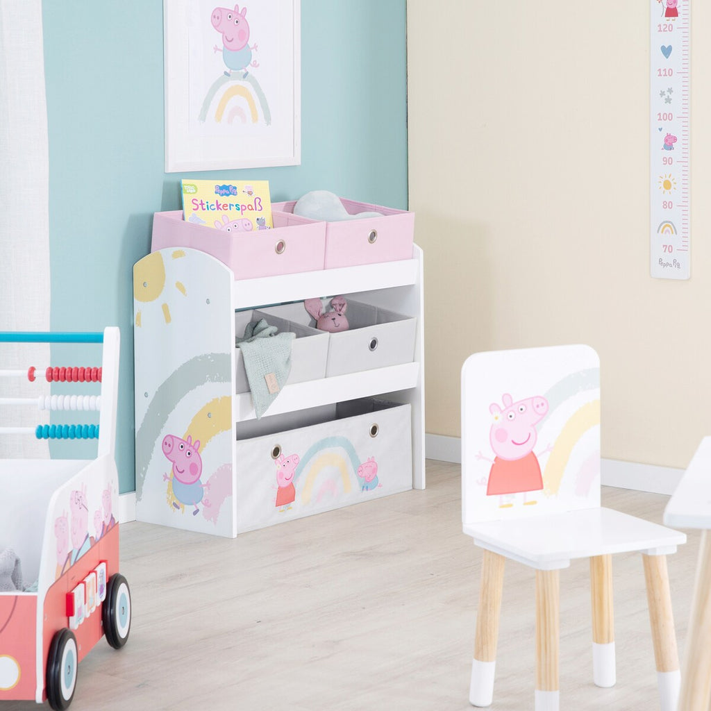 Lekehylle Peppa Pig for barnerommet detalj av stoffboks