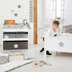 Lekehylle Stars med 5 stoffbokser sideprofil