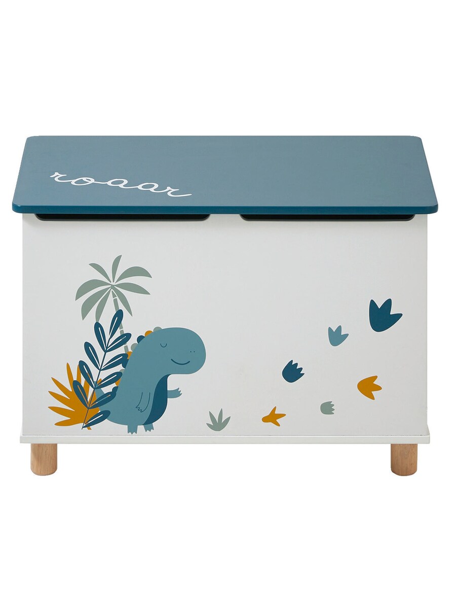 Detalj av dinosaurmotiv på lekekiste for barn DINOSAURIER