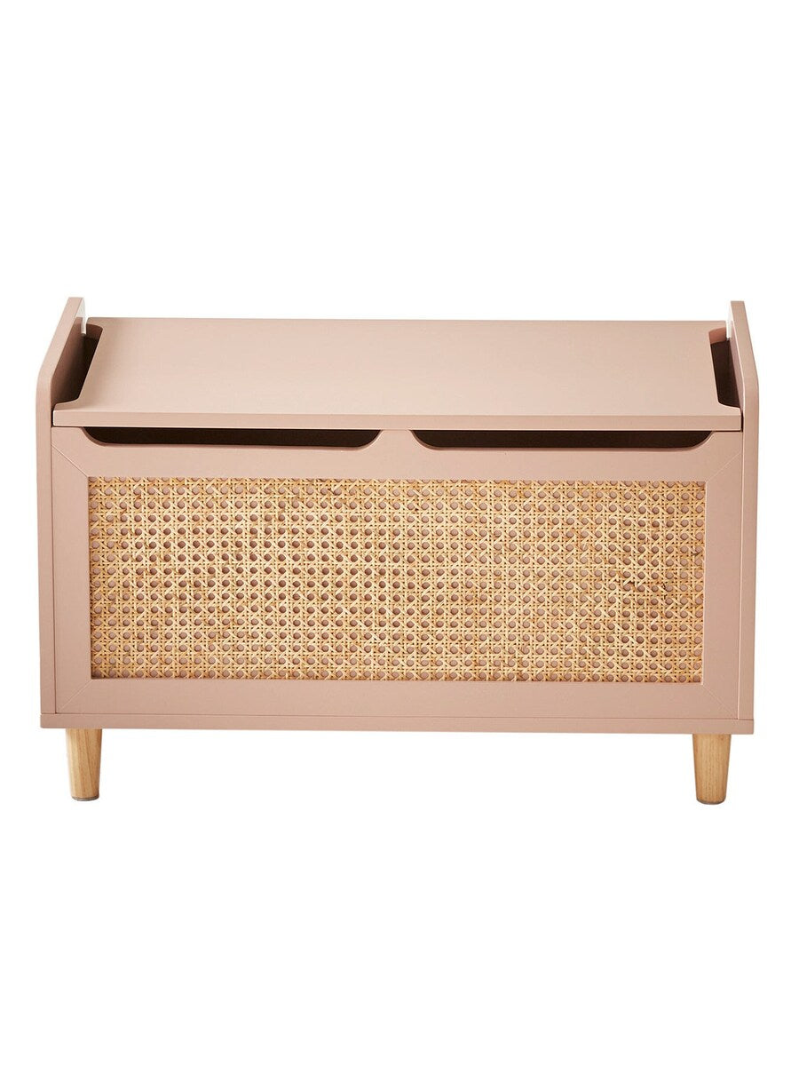 Montert Lekekiste med rattandekor POESIE 70x43 cm rosa i barnerom