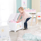 Lekekiste Peppa Pig i lakkert tre åpen lokk med oppbevaring