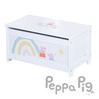 Lekekiste Peppa Pig i lakkert tre detalj av materiale