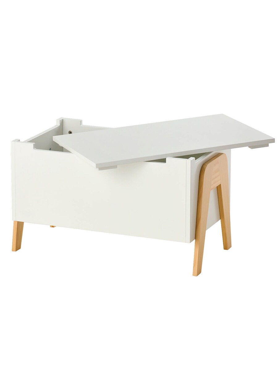 Bakside av Lekekiste RETRO i MDF 68x40x41,5 cm hvit