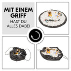 Nærbilde av fiberstoff på Lekematte 2-i-1 med oppryddingsbag Play N Tidy mørk grå