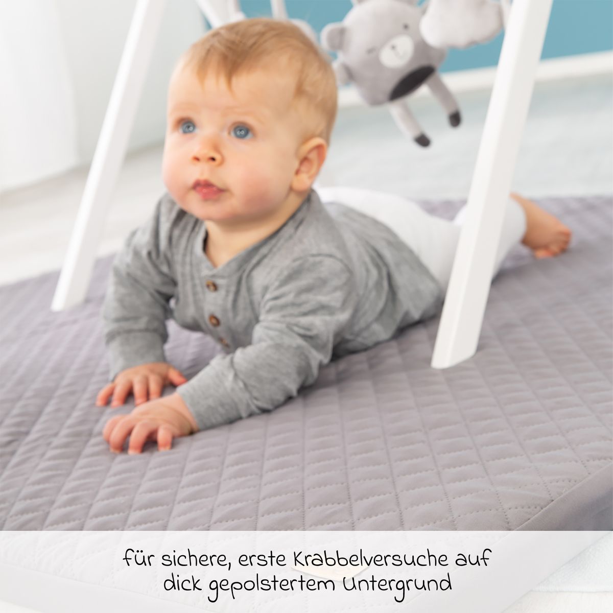 Bakside av Lekematte og krabbemadrass sammenleggbar 120x120 cm antrasitt