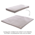 Detalj av mikrofiberbelegg på Lekematte og krabbemadrass sammenleggbar 120x120 cm antrasitt