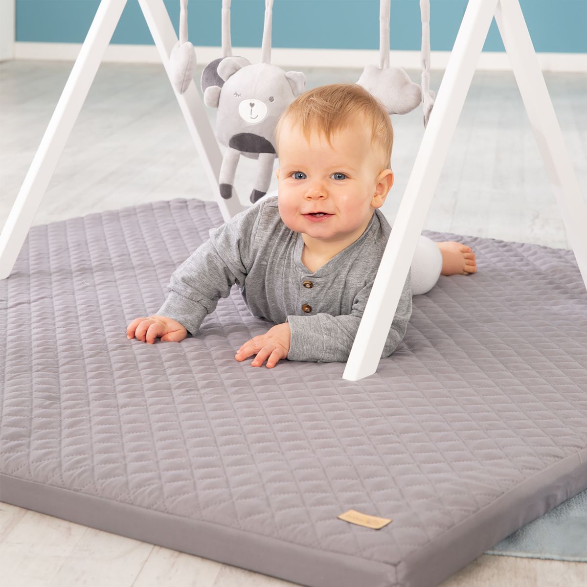 Lekematte og krabbemadrass sammenleggbar 120x120 cm antrasitt sideprofil