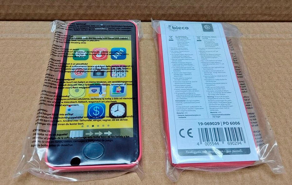 Detalj av batterirom på Lekesmarttelefon for barn rosa med 40 lyder