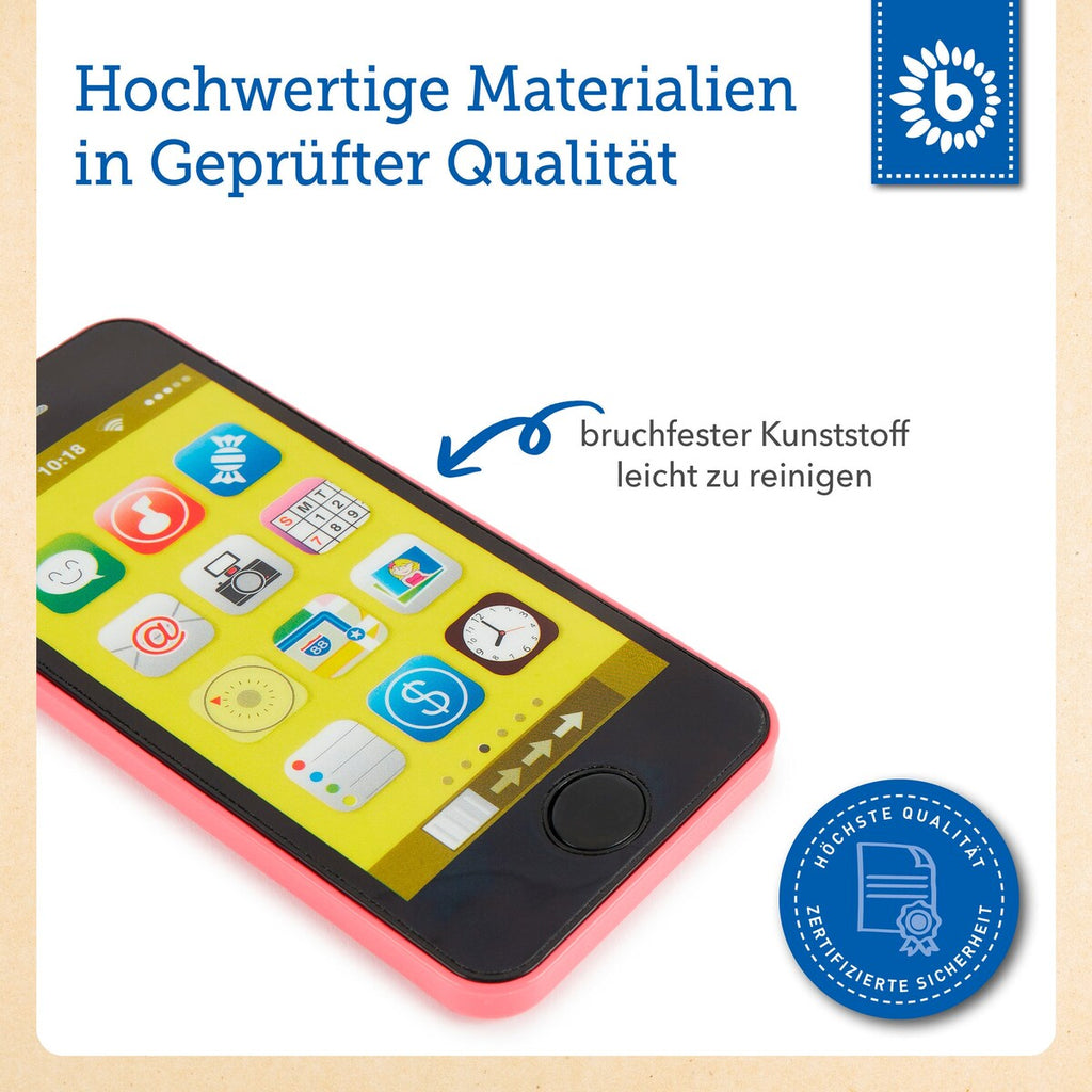 Pakkeinnhold for Lekesmarttelefon for barn rosa med 40 lyder