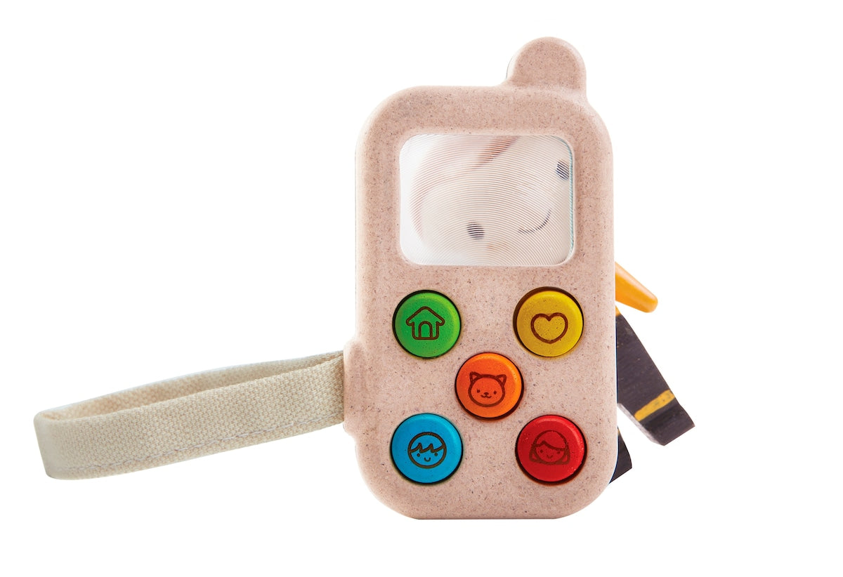 Bakside av Leketelefon i gummitreverk fra 12 mnd 6,3 x 11 cm