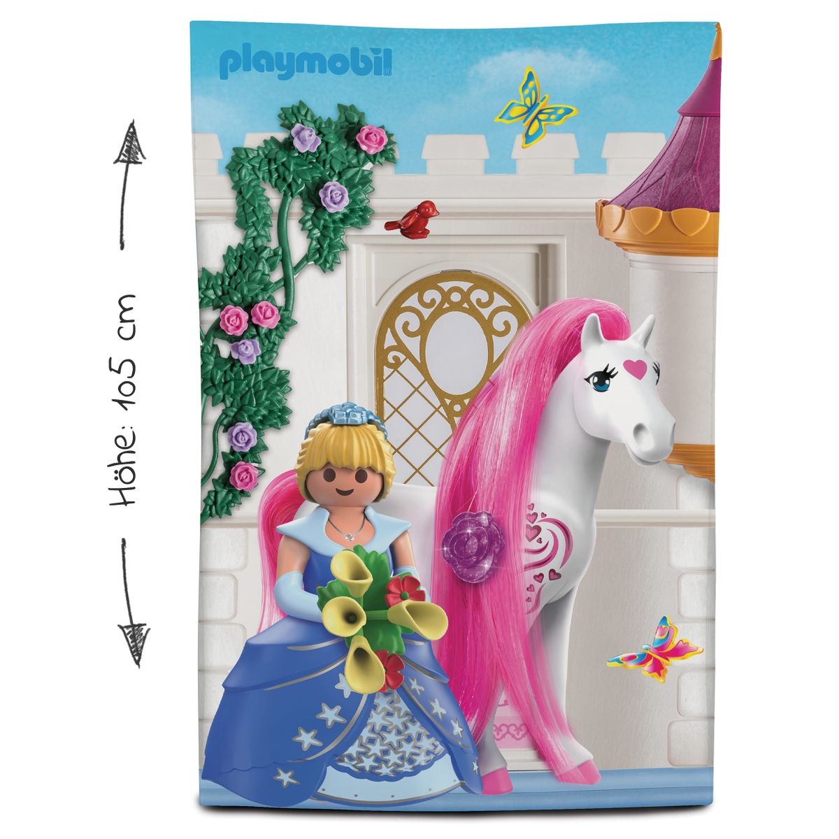 Leketelt prinsesseslott 145x68 cm - Playmobil detalj av stoff