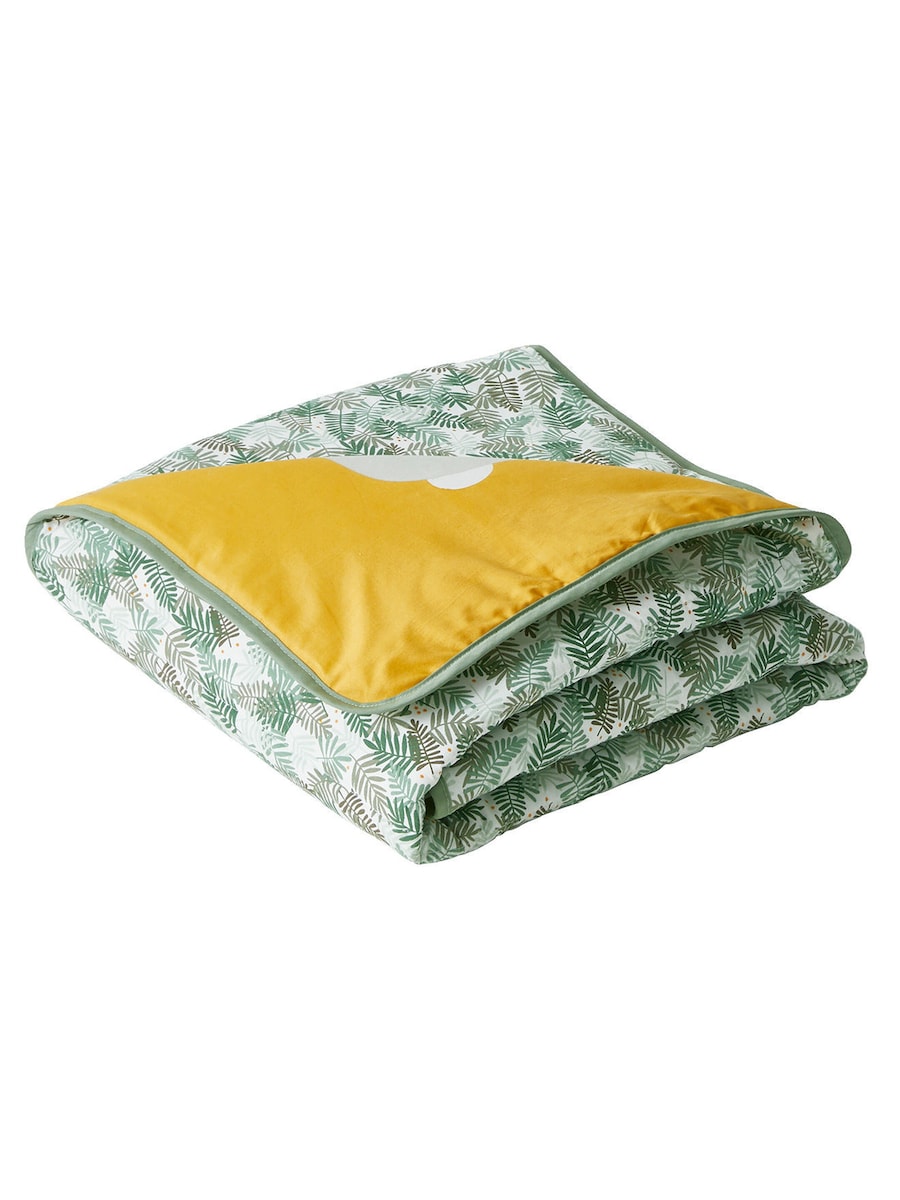 Bakside av leketeppe for baby i bomull patchwork Pandafreunde