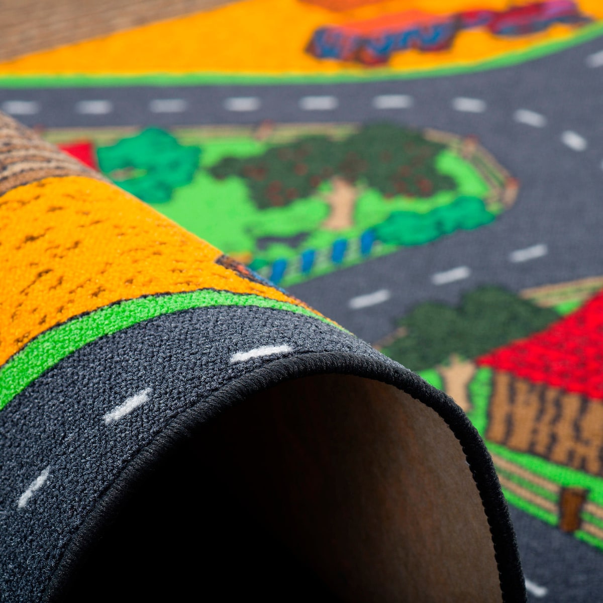 Leketeppe for barn bondegård rundt polyamid 4 mm detalj