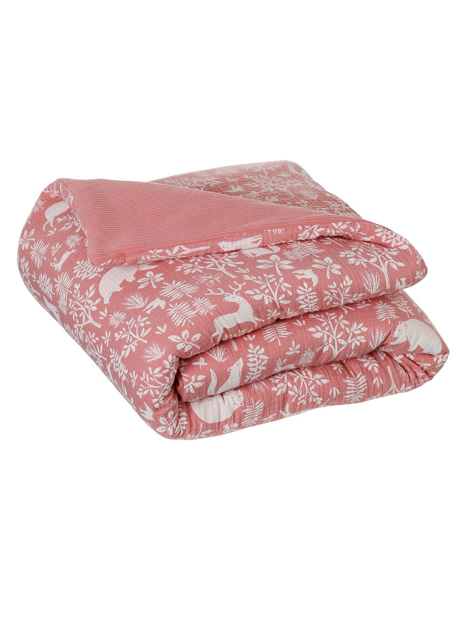 Leketeppe for baby i musselin Waldspaziergang forfra