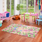 Leketeppe for barn Girls Village rosa bakside