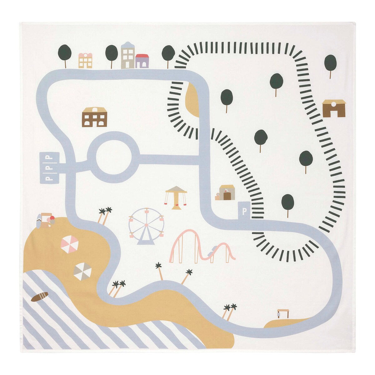 Leketeppe Happy Fruits 100x100 cm bomull forfra