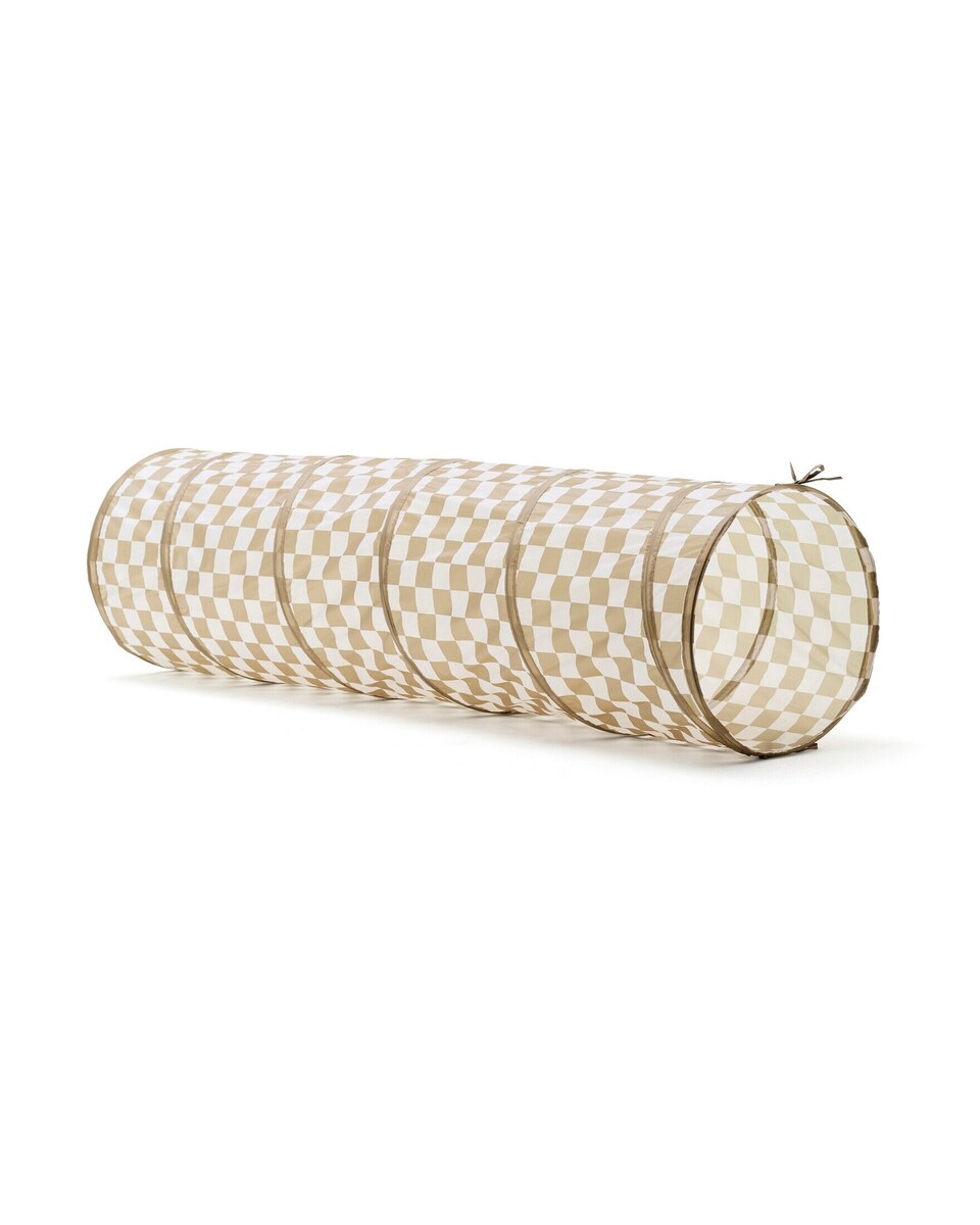 Leketunnel khaki rutete 180 x 47 cm forfra