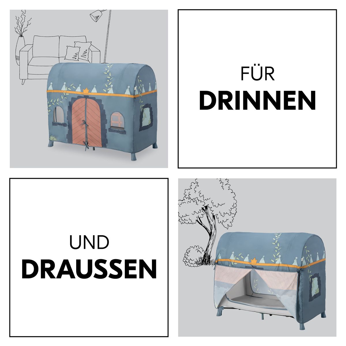 Lekketelt til reiseseng Travel Bed Cover Palace barn leker inni