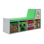 Lesebenk med sitepute og oppbevaringsbokser MINECRAFT forfra