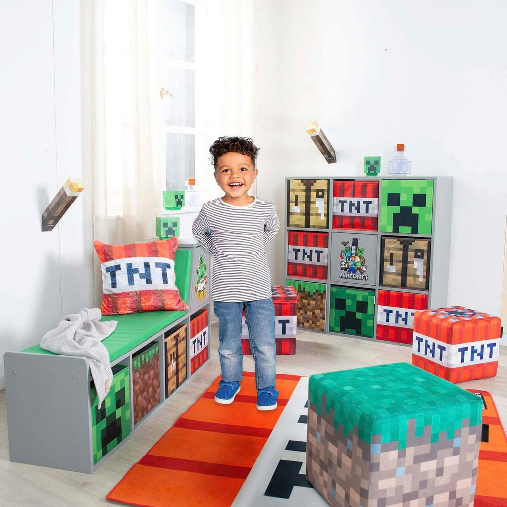 Lesebenk med sitepute og oppbevaringsbokser MINECRAFT bakside