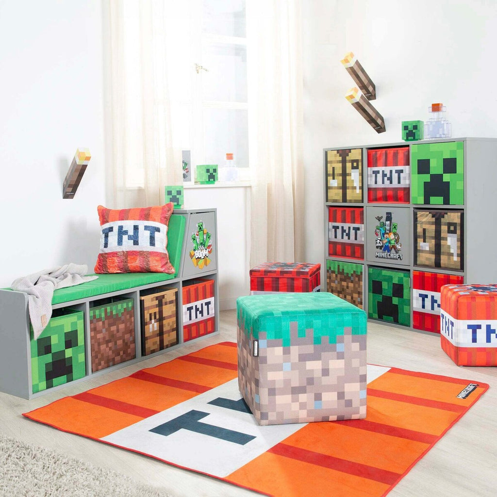 Lesebenk med sitepute og oppbevaringsbokser MINECRAFT med åpent lokk