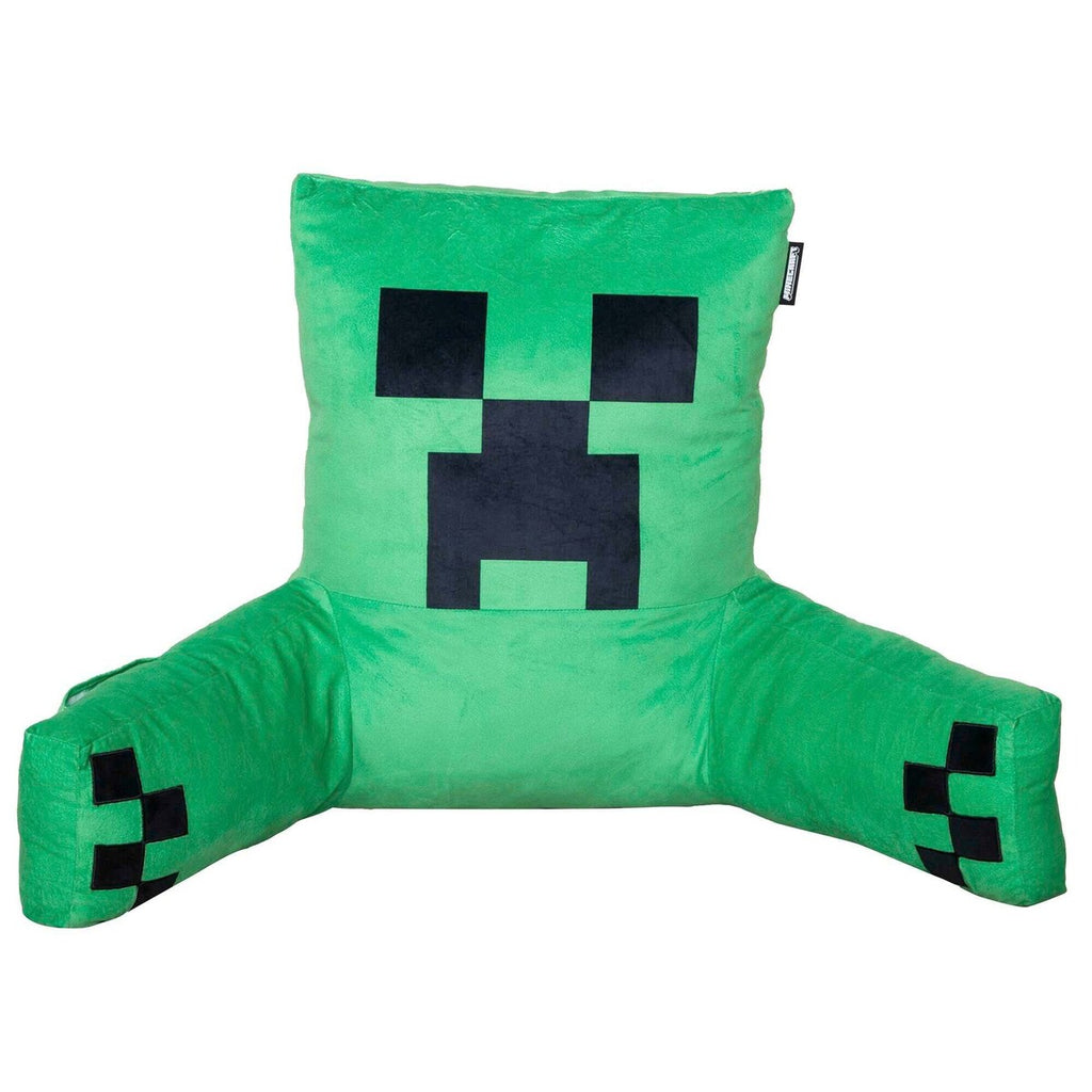Lesepute Minecraft Creeper i fløyel med ryggstøtte montert på stol