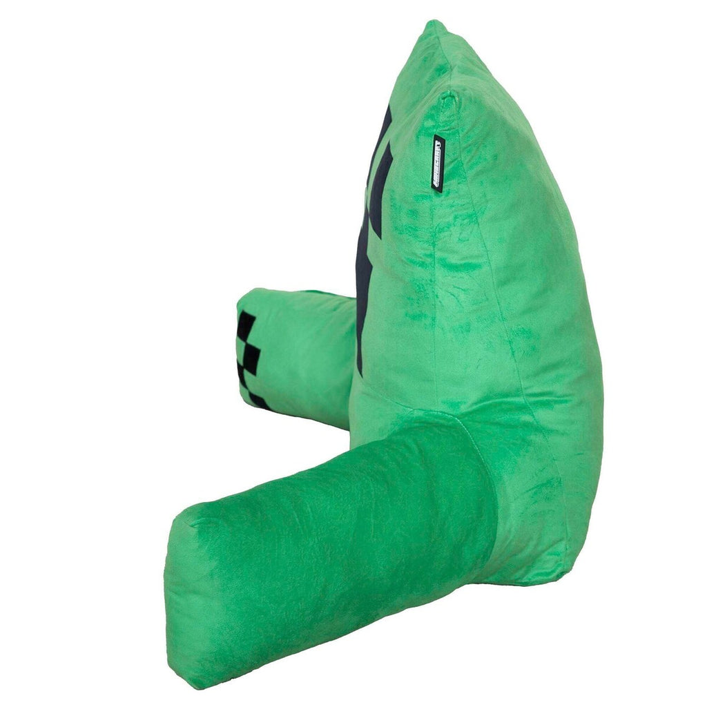 Lesepute Minecraft Creeper i fløyel med ryggstøtte nærbilde av fyll