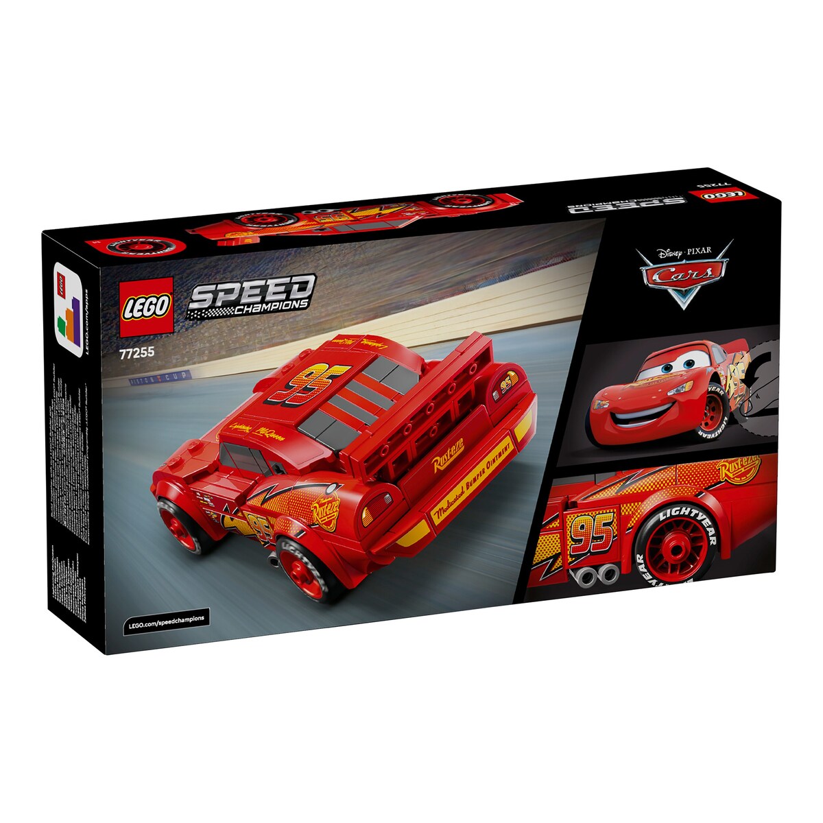 Nærbilde av detaljer på Lightning McQueen 77255 byggesett