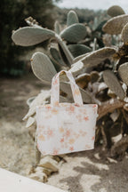 Bakside av liten toteveske 'Flowers' i 100 % økologisk bomull