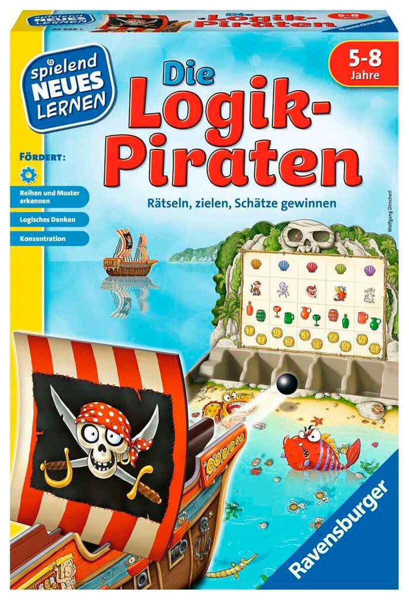 Logikkpiratene lærings- og actionspill forfra med spillbrett og brikker