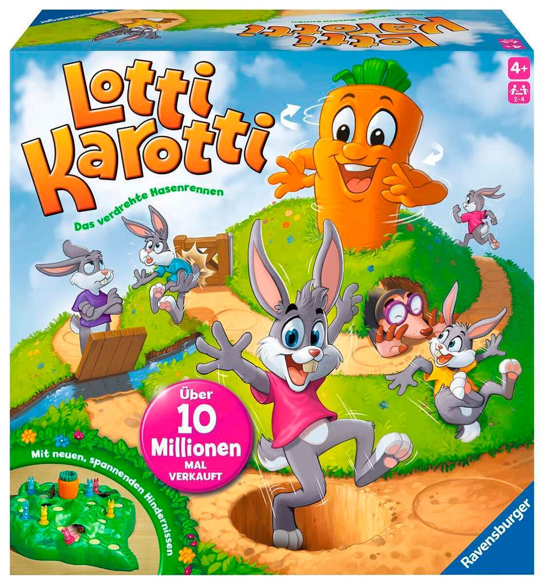 Lotti Karotti aksjonsspill forfra med spillhaug og harer