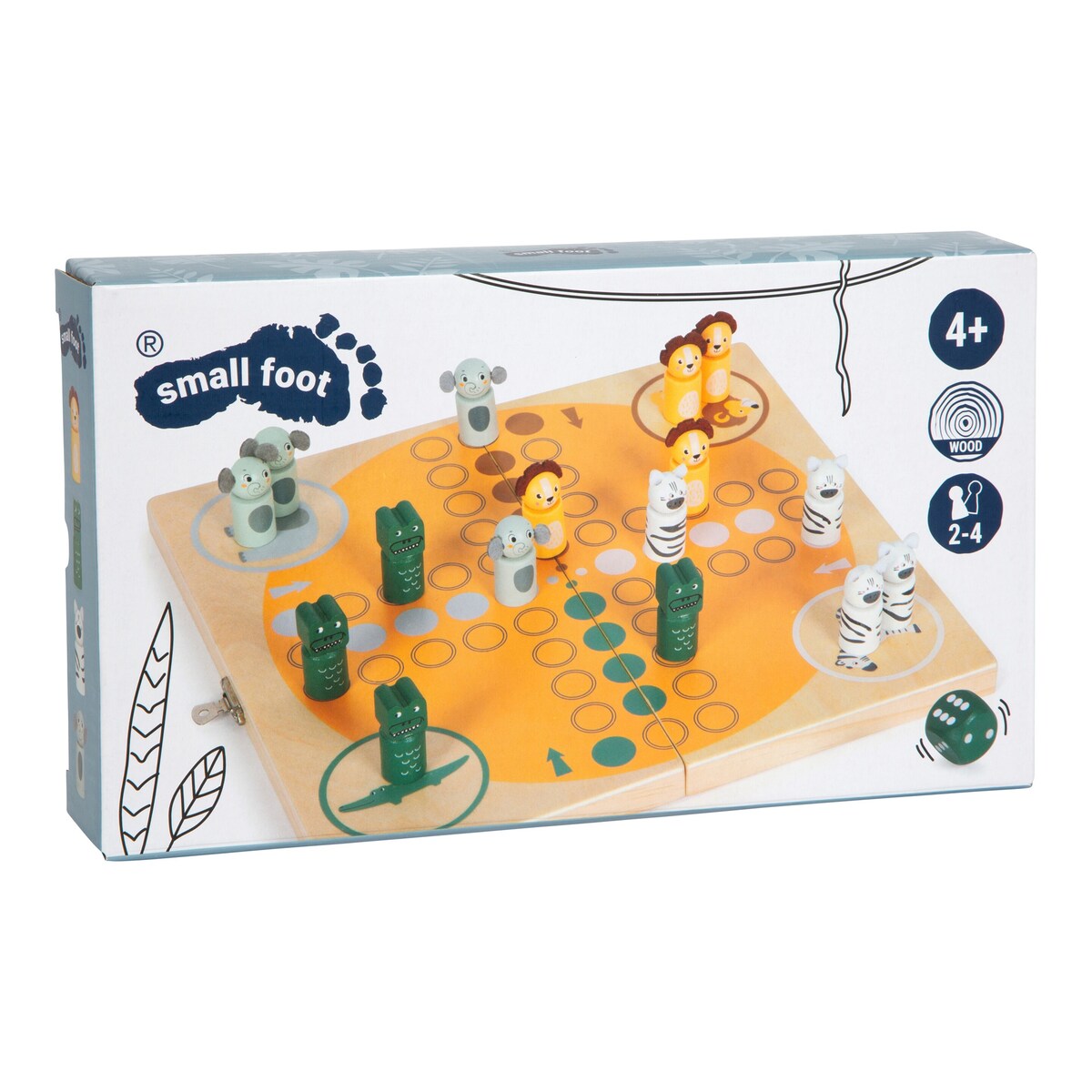 Ludo Safari brettspill i tre lagret i kofferbrett